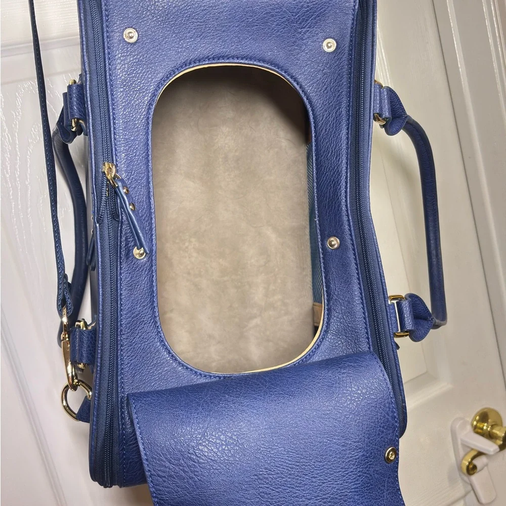 Faux Leather Blue Dog Carrier
